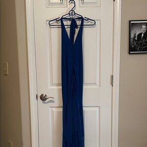 Elegant Blue Halter Dress